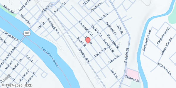 Map showing SALV ARMY PORT JERVIS FOOD PANTRY at 99 Ball St., Port Jervis, NY