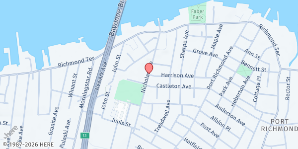 Map showing El Centro Del Inmigrante at 221 Harrison Avenue, Port Richmond, NY