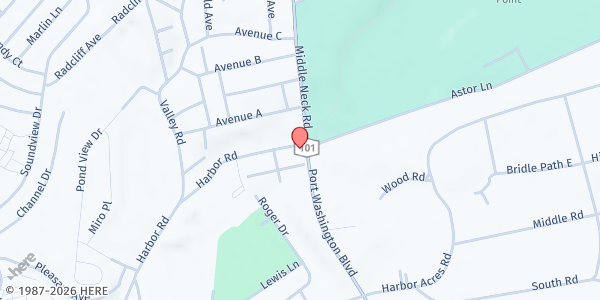 Map showing Littig House Community Center at 72 Harbor Homes, Port Washington, NY