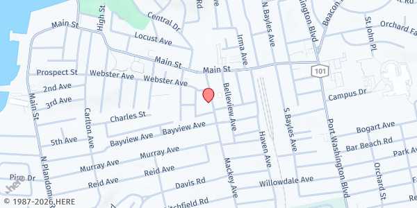 Map showing Mt. Olive A.M.E. Church at 20 Mackey Ave., Port Washington, NY