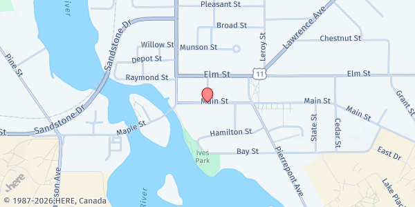 Map showing Ives Park at 3 Riverview Drive, Potsdam, NY