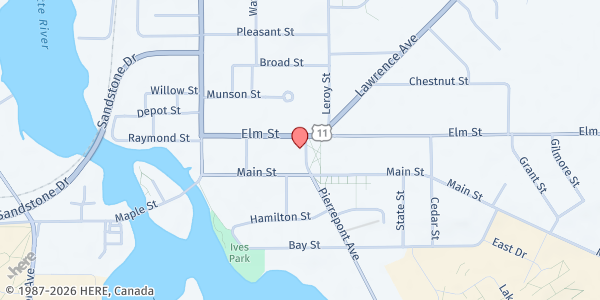 Map showing Potsdam Neighborhood Center at 2 Park St., Potsdam, NY