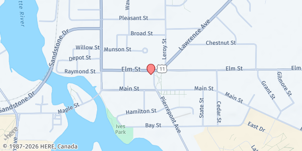 Map showing Potsdam Neighborhood Center - Food$en$e Site at 2 Park Street, Potsdam, NY