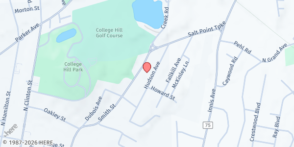 Map showing GOD'S HELPING HANDS FOOD PANTRY at 120 Hudson Avenue Apt 2a11, Poughkeepsie, NY