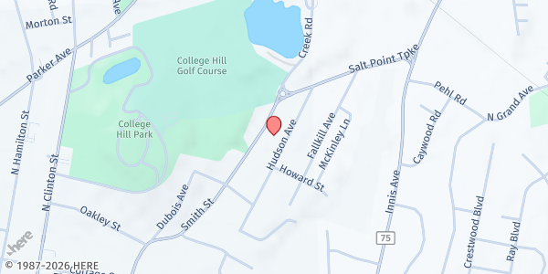 Map showing God's Helping Hands Food Pantry at 120 Hudson Avenue, Poughkeepsie, NY