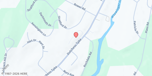 Map showing Jehova Jireh Food Pantry at 7 Knollwood Ln Apt 6, Poughkeepsie, NY