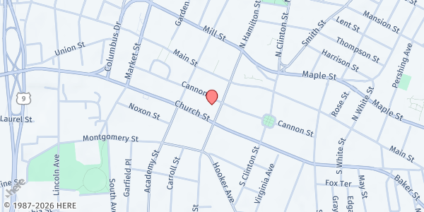 Map showing REACH OUT AND TOUCH FOOD PANTRY at 100 Cannon Street, Poughkeepsie, NY