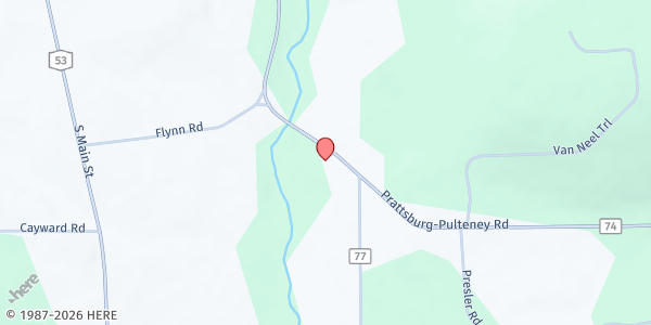 Map showing Mobile Food Pantry Prattsburgh at Prattsburgh Central School Ag Building, Prattsburgh, NY
