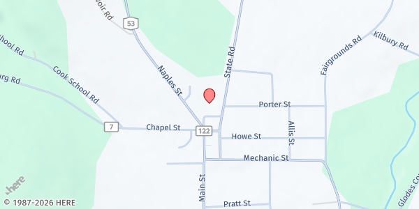 Map showing Prattsburgh Emergency Food Pantry at 1 Academy St., Prattsburgh, NY