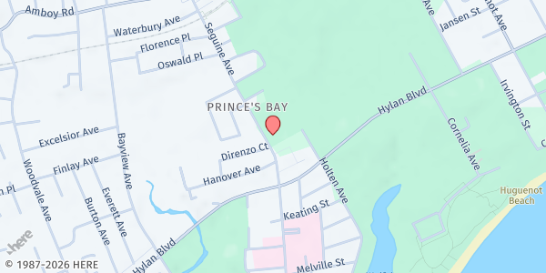 Map showing The Church That Never Closes - Prince's Bay at 239 Seguine Avenue, Prince's Bay, NY