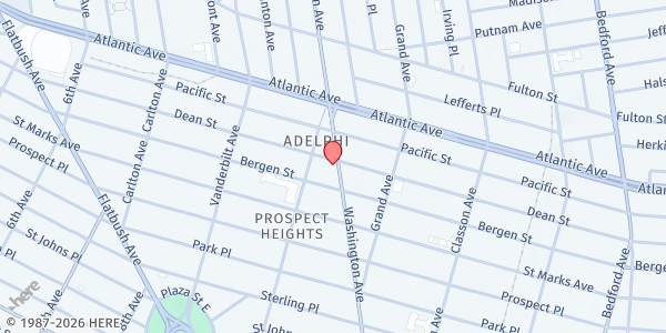 Map showing Hope City Empowerment Center/Food Pantry at 650 Washington Avenue, Prospect Heights, NY