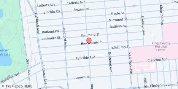 Map showing Elite Learners Food Pantry at 581 Rogers Avenue, Prospect Lefferts Gardens, NY