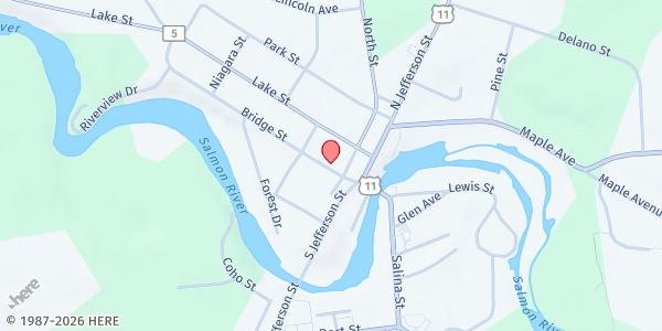 Map showing Pulaski Community Food Cupboard at 12 Bridge St, Pulaski, NY