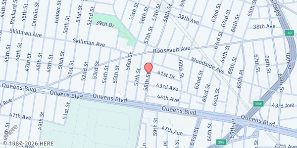 Map showing Adventist Community Services at 41-26 58th St, Queens, NY