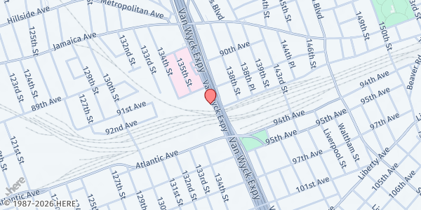 Map showing AIDS CENTER OF QUEENS COUNTY at 91-30 VAN WYCK EXPRESSWAY, Queens, NY