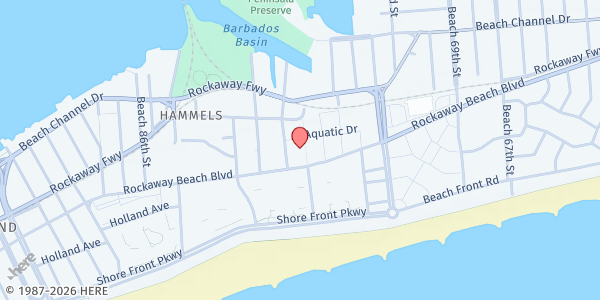 Map showing Bethel AME Arverne Church Food Pantry at 215 BEACH 77TH STREET, Queens, NY