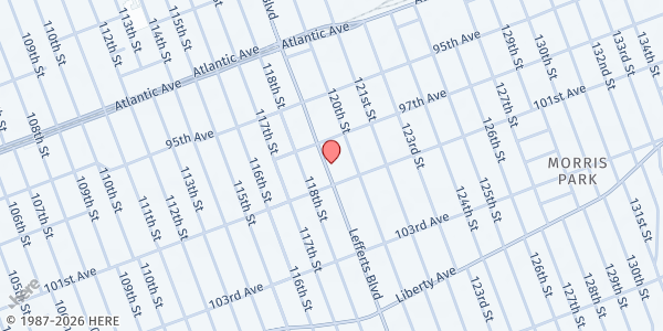 Map showing Calvary's Mission at 97-25 LEFFERTS BLVD, Queens, NY