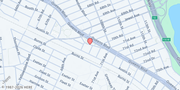 Map showing Forest Hills Greenmarket at 106-28 Queens Blvd., Queens, NY