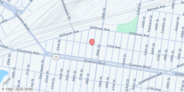 Map showing Iglesia Alianza Cristiana Misionera Ebenezer at 43-02 38th St, Queens, NY