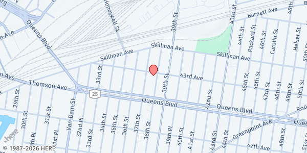 Map showing IgleStaten Islanda Alianza Cristiana MiStaten Islandonera Ebenezer at 43-02 38th Street, Queens, NY