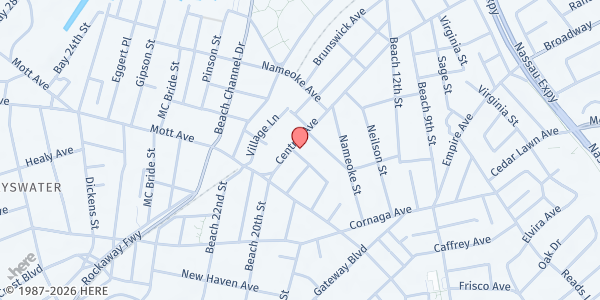 Map showing Jewish Community Council of Rockaway Peninsula - Food Pantry at 1525 CENTRAL AVE, Queens, NY