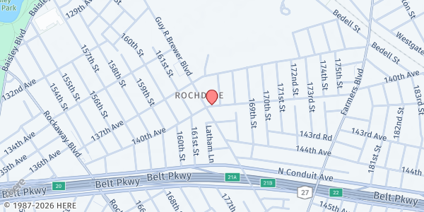 Map showing MINISTRY TOOLS INC - Food Pantry Location at 170-20 140TH AVE, Queens, NY