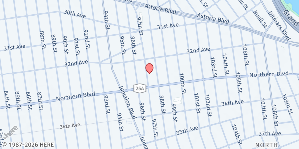 Map showing Mt. Olivet Gospel Church at 32-35 97th St, Queens, NY