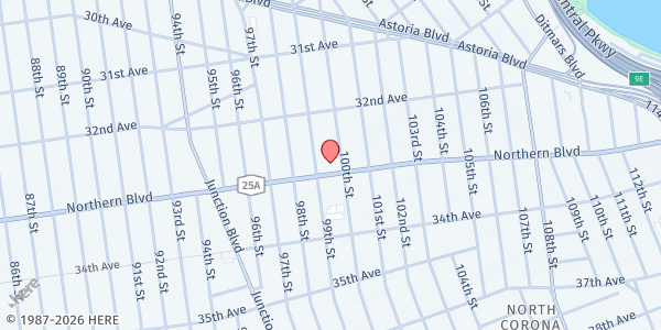 Map showing NORTHEAST CONFERENCE COMMUNITY CENTER SDA at 99-13 NORTHERN BLVD, Queens, NY