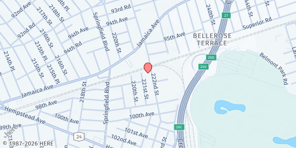 Map showing Queensboro Temple SDA Church at 96-50 222ND STREET, Queens, NY