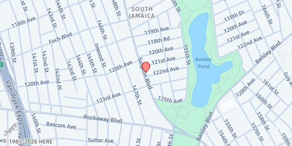 Map showing Second Chance NYC - Jamaica Location at 121-13 SUTPHIN BLVD, Queens, NY
