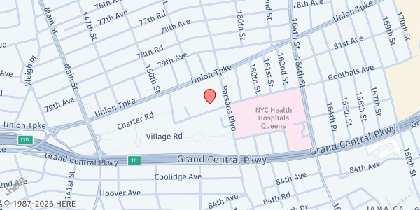 Map showing St. Nicholas of Tolentine Food Pantry at 150-75 Goethals Avenue, Queens, NY