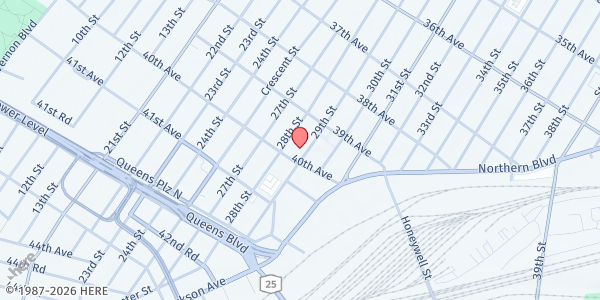 Map showing St Patrick's Food Pantry at 39-38 29th Street, Queens, NY