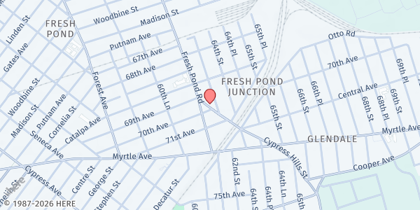 Map showing The Salvation Army Ridgewood at 69-23 Cypress Hills St, Queens, NY