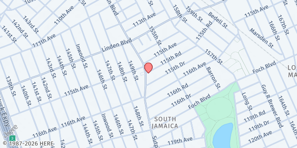 Map showing TRUE DIVINITY OUTREACH FOOD PANTRY at 115-27 SUTPHIN BLVD, Queens, NY