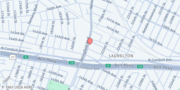 Map showing V.E.T.S. Inc., Springfield Gardens at 143-17 SPRINGFIELD BLVD, Queens, NY