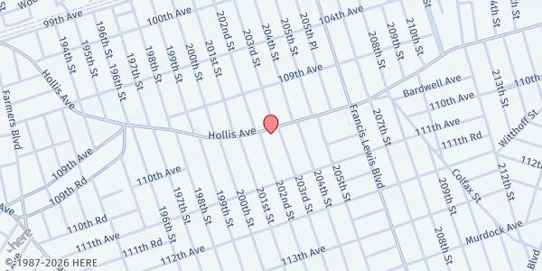 Map showing VETS Inc. - Queens Village at 202-14 HOLLIS AVENUE, Queens, NY