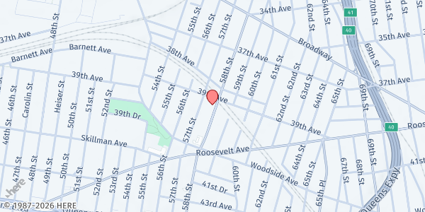 Map showing Woodside on the Move, Inc. Distribution Site at 51-23B Queens Boulevard, Queens, NY