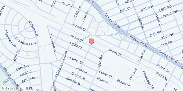 Map showing Young Israel of Forest Hills at 68-07 Burns St, Queens, NY