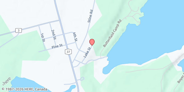 Map showing St Paul's Food Pantry at 43688 Lake Street (Noah's Ark), Redwood, NY