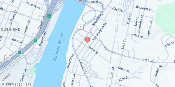 Map showing CONSERNS-U Food Pantry at 201 Academy Street, Rensselaer, NY