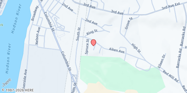 Map showing New H.O.P.E Greater Community Development Food Pantry at 85 Aiken Avenue, Rensselaer, NY