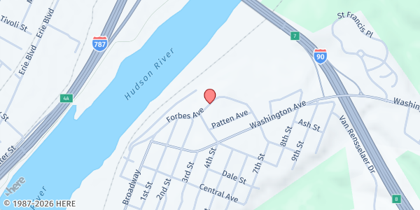 Map showing Veggie Mobile-Van Rensselaer Heights at 460 Forbes Avenue, Rensselaer, NY
