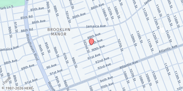 Map showing EVANGELICAL FREE CHURCH OF AMERICA - COMMUNITY BIBLE at 102-16 89th Avenue, Richmond Hill, NY