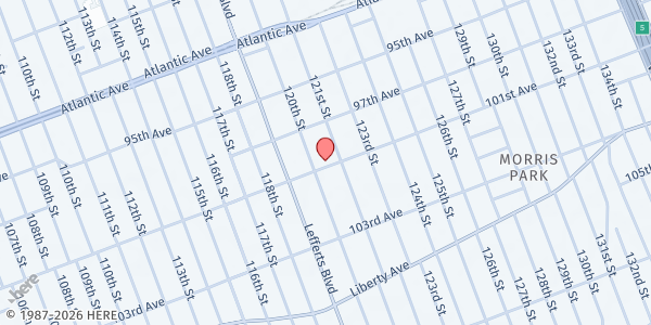 Map showing FAITH ASSEMBLY COMMUNITY OUTREACH - South Richmond Hill at 120-13 101ST AVENUE, RICHMOND HILL, NY