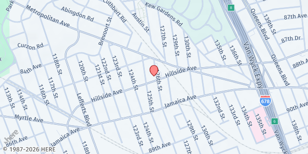 Map showing Project L.E.A.D – Kosher Kitchen at 125-123 Hillside Avenue, Richmond Hill, NY