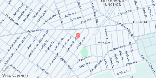 Map showing AGAPE CHRISTIAN CENTER at 5902 Summerfield Street, Ridgewood, NY