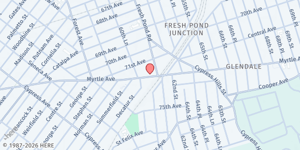 Map showing Community Alliance Initative at 60-85 Myrtle Ave, Ridgewood, NY