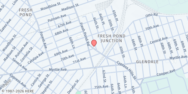 Map showing Salvation Army Ridgewood Citadel Corps at 69-23 Cypress Hills Street, Ridgewood, NY