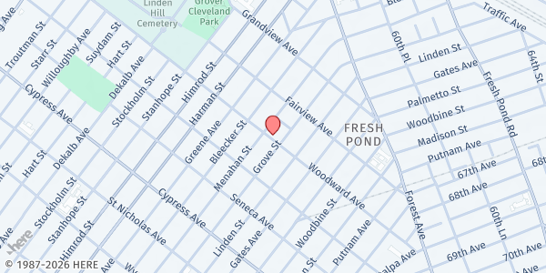 Map showing Woodbine Free Farmers Market - Ridgewood at 585 Woodward Avenue, Ridgewood, NY