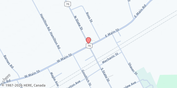 Map showing Ripley Community Council Food Pantry at 14 NORTH STATE STREET, RIPLEY, NY